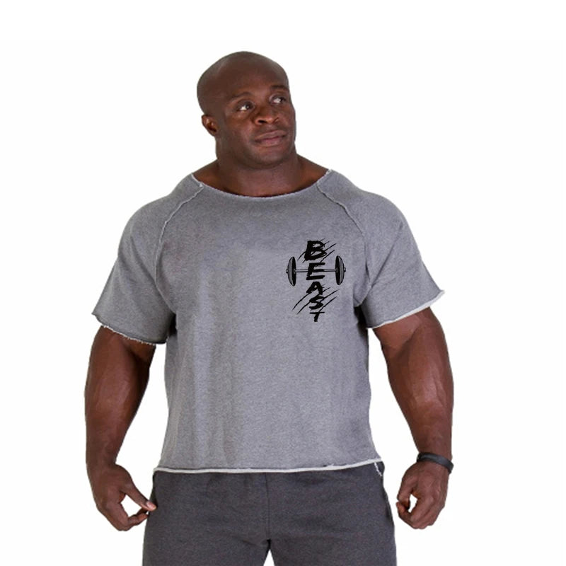 Men's T Shirts Fitness Men Bodybuilding Shirt Batwing Sleeve Rag shirt Gym Fitness Muscle Running T shirt