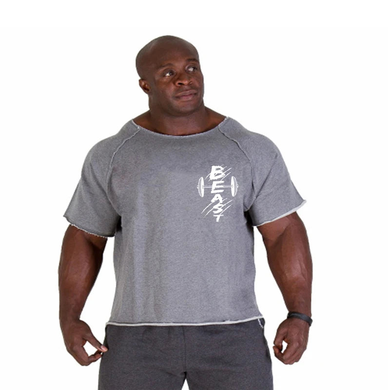Men's T Shirts Fitness Men Bodybuilding Shirt Batwing Sleeve Rag shirt Gym Fitness Muscle Running T shirt