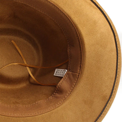 Women's Elegant Western Hat - Curved Brim Faux Suede Polyester Cowboy Hat (57-58cm) with White Heart Band