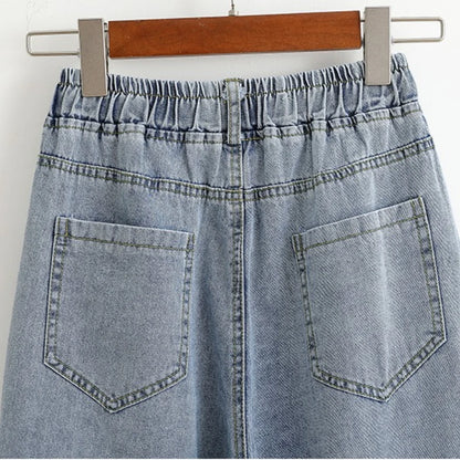 2025 Plus Size Hight Waist Wide Leg Jeans Spring Fall Casual Oversize Denim Pants Women Korean Streetwear Washed Pants