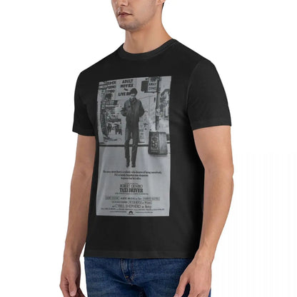 Men's T-Shirts Taxi Driver Poster Humorous Pure Cotton Tees Short Sleeve Robert De Niro T Shirts Crew Neck Tops Original