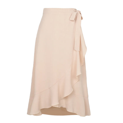 Long Skirts For Womens 2025 Summer Fashion Lace Up Ruffles Solid Color High Waist Bodycon Skirt Female Casual Chiffon Skirt