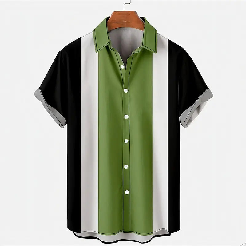 Men's Shirts Guayabera Shirts Button-Down T-Shirts Summer T-Shirts Beach Wear Navy Blue Short Sleeves Colorful Casual Daily Wear
