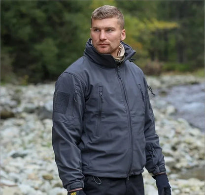 Men Fleece Jacket Tactical Jackets Waterproof Camo Coats Multi-pockets Hunting Clothes Hood Windbreakers Keeping Warm Clothing