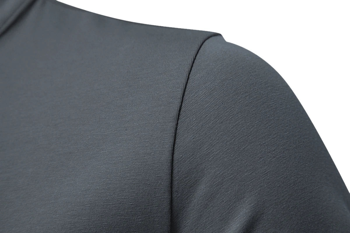 Man Summer T-shirts Short Sleeve Tops Tees Shirts Stand V Collar Solid Hot Sale T shirt Henry Tshirts