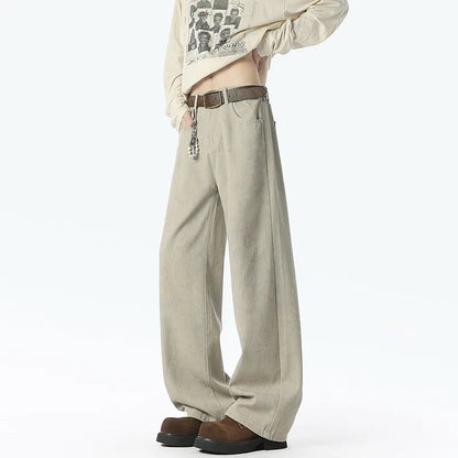 Men's High Street Style Elastic Waist Jeans Floor-Length Loose Fit Spring New Arrival Fashionable Casual Men's Denim Pants