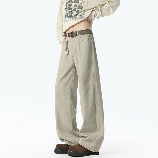 Men's High Street Style Elastic Waist Jeans Floor-Length Loose Fit Spring New Arrival Fashionable Casual Men's Denim Pants