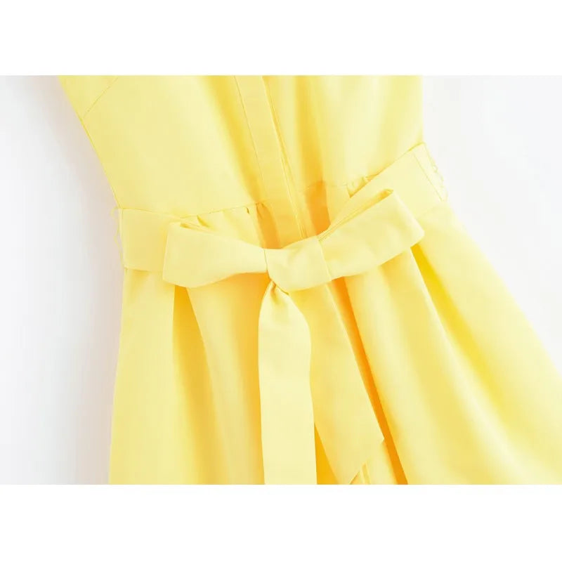 Women's waist belt shirt dress autumn lapel women's dress button up long skirt casual ruffled women's party dress
