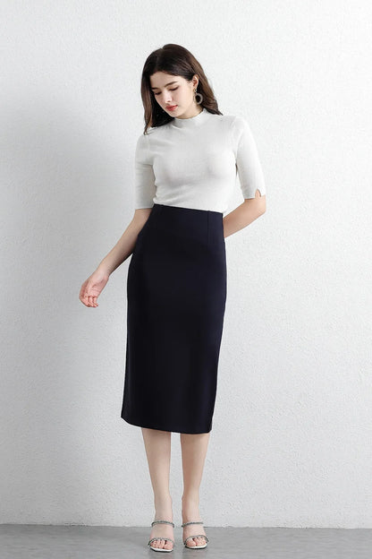 Women Elegant OL Bodycon Skirts Office Faldas Saia Work Slim Fit Jupe Autumn Fashion High Waist Solid Knee-length Skirt