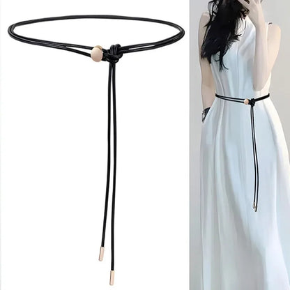 New Soft Knotted Thin Waistband for Women's Dress with Simple and Versatile Belt Decoration, Waist Rope with Dress Leather Rope