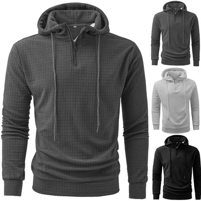 Hooded Sports Tops Men Running Outfits Long Sleeve Hoodies Sweatshirt Daily Classic Simple Comfy Fitting Half Zipper Hoodies
