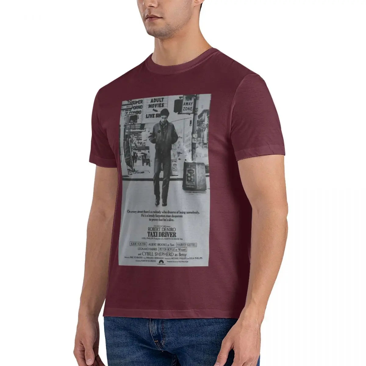 Men's T-Shirts Taxi Driver Poster Humorous Pure Cotton Tees Short Sleeve Robert De Niro T Shirts Crew Neck Tops Original