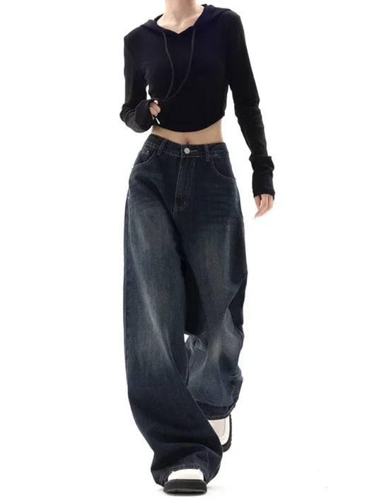 Vintage Baggy High Waist Jeans Women Y2K Wide Leg Oversized Harajuku Popular Fashion Autumn Streetwear Men Jeans Pants