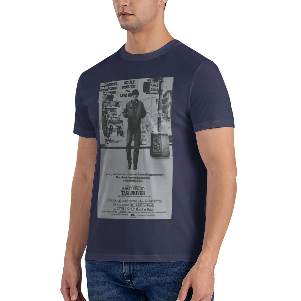 Men's T-Shirts Taxi Driver Poster Humorous Pure Cotton Tees Short Sleeve Robert De Niro T Shirts Crew Neck Tops Original