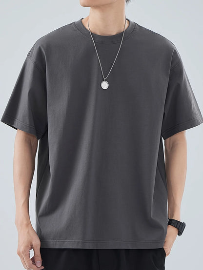 Men's t-shirts 100% Cotton Men t shirt O-Neck Solid Color Tshirt Man Tees high quality T shirt 2025 Hip-hop tshirt for Male Tops