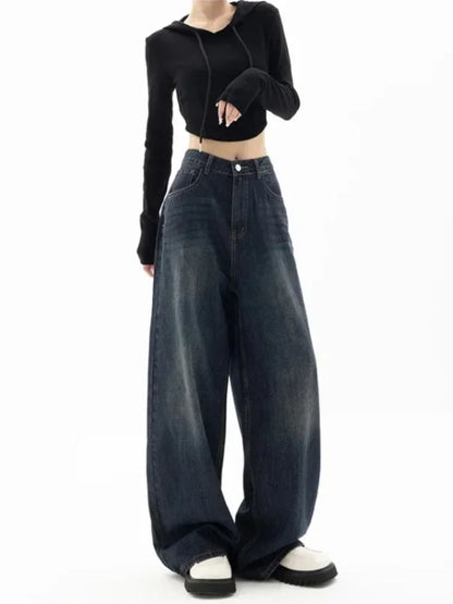 Vintage Baggy High Waist Jeans Women Y2K Wide Leg Oversized Harajuku Popular Fashion Autumn Streetwear Men Jeans Pants