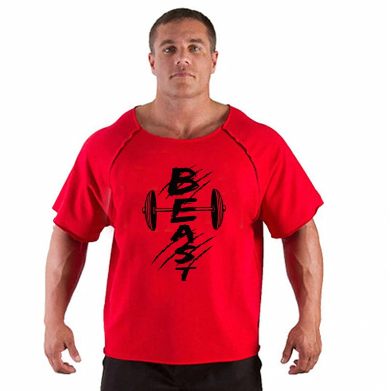 Men's T Shirts Fitness Men Bodybuilding Shirt Batwing Sleeve Rag shirt Gym Fitness Muscle Running T shirt