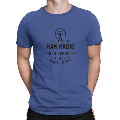 OLD School T-Shirts for Men Ham Radio Operator Funny 100% Cotton Tees O Neck Short Sleeve T Shirts Graphic Tops