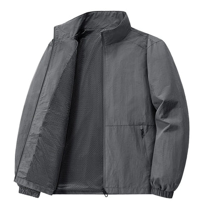 Men's Spring-Autumn Jackets: Breathable, with Pockets, Versatile, Suitable for Outdoor Activities, Stand-up Collar, Casual Style