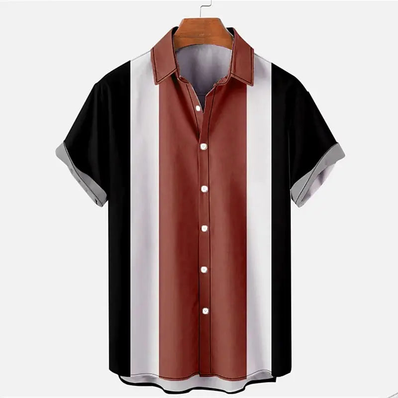 Men's Shirts Guayabera Shirts Button-Down T-Shirts Summer T-Shirts Beach Wear Navy Blue Short Sleeves Colorful Casual Daily Wear