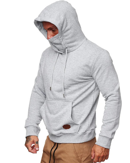 Hoodies Sweatshirts Men's Slim Hooded Sweatshirt with Mask Large Pocket Long Sleeve Pullover Men Tops Cosplay Clothing