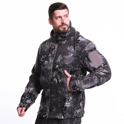 Hiking Jackets Windproof Thermal Hunting Clothes Fleece Windbreaker Winter Softshell Jacket Men Tactical Suit Military Camping