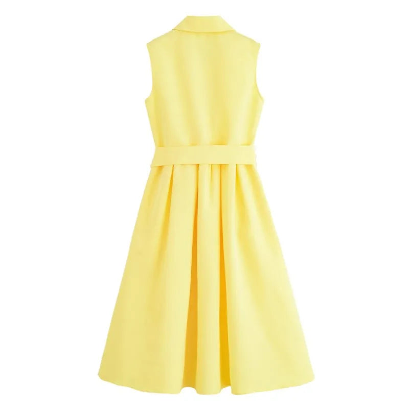Women's waist belt shirt dress autumn lapel women's dress button up long skirt casual ruffled women's party dress