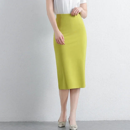 Women Elegant OL Bodycon Skirts Office Faldas Saia Work Slim Fit Jupe Autumn Fashion High Waist Solid Knee-length Skirt