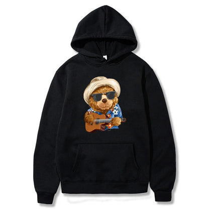 Hoodies Fashion Men Women Top Cute Bear Print Long Sleeve Sweatshirt Casual Loose Blouse Harajuku Pullover All-match Streetwear