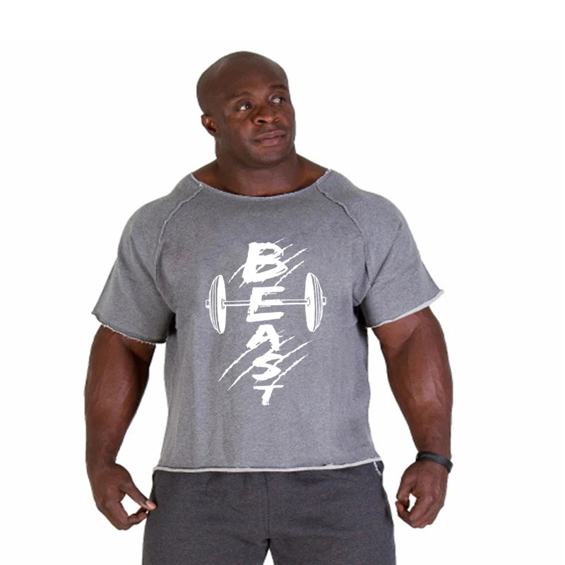 Men's T Shirts Fitness Men Bodybuilding Shirt Batwing Sleeve Rag shirt Gym Fitness Muscle Running T shirt