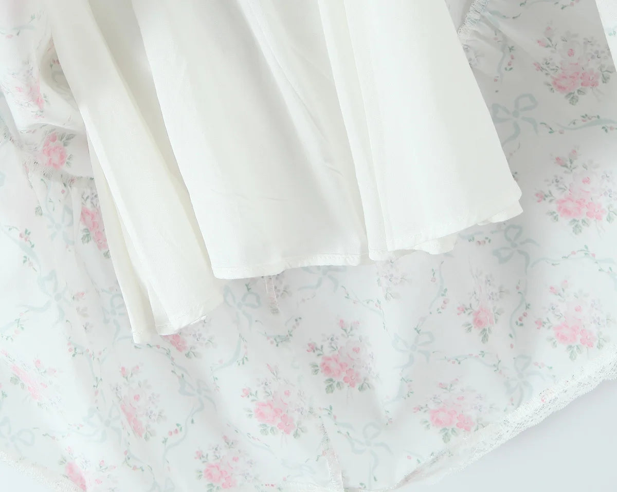 French printed waist-binding dress for women 2025 new style temperament slim mid-length floral dress